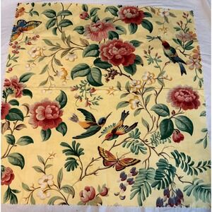 Vintage new yellow background‎ Birds Robins Fabric flowers 25" x 25" bugs